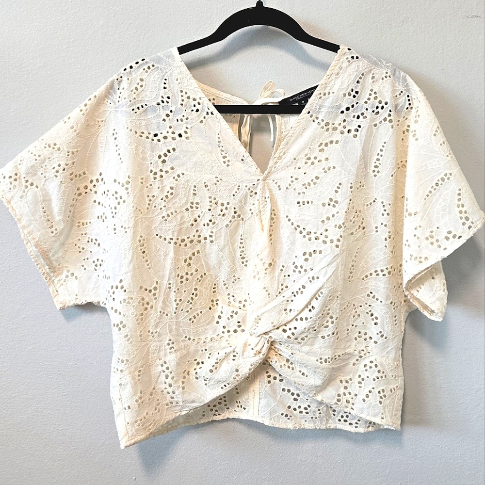 Andrew Marc Cream Eyelet Blouse